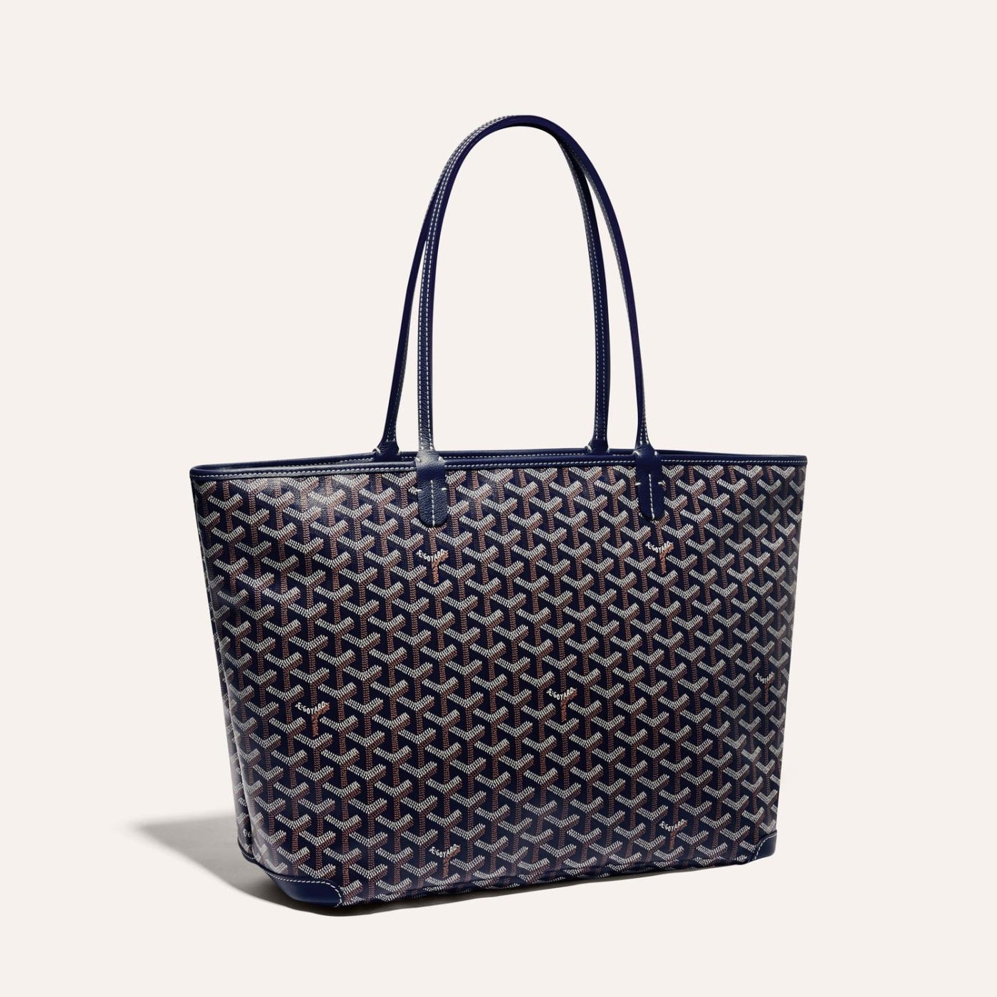 Goyard Artois MM Tote Navy Goyardine Canvas & Chevroches Calfskin Palladium Hardware - Image 2